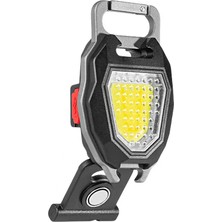 Tekno Hediye Powermaster - 800 Lümen Şarjlı Cob LED El Feneri Kamp Lambası Mıknatıslı Kapak Açacaklı Düdüklü Elektronik Çakmaklı Anahtarlık Cep Işıldak