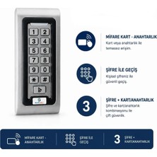 Sarkey SR-200 Mf Mifare Kartlı ve Şifreli Geçiş Sistemi Metal Kasa Rfıd Kart Okuyucu 13.56 Mhz