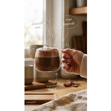 Bienca Cam Kupa 2'li Set | 400 ml Borosilikat Cam, Yuvarlak Kulplu Sıcak & Soğuk Içecek Bardağı-Cam Çay Fincanı