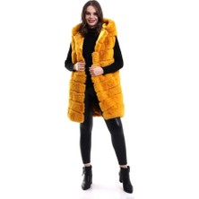 Venera Butik Reks Kapüşonlu Yelek - Sarı