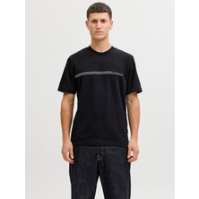 Jack & Jones Jcofusıon Chest Brand Tee Ss Crew Noos Black