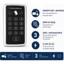 SARKEY SR-204 EM Max Kartlı ve Şifreli Geçiş Sistemi Proximity RFID Kart Okuyucu 125 KHz 12/24V AC/DC