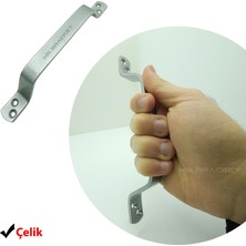 Mr.Bracket Gümüş Renk Çelik Tutma Kulpu 215MM - Dayanıklı Bina Bahçe Kapısı Okul Dış Mekan Metal Kapı Kolu