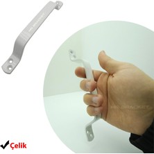 Mr.Bracket Beyaz Renk Çelik Tutma Kulpu 215MM - Dayanıklı Bina Bahçe Kapısı Okul Dış Mekan Metal Kapı Kolu