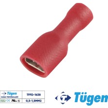 Tügen 0,5-1,5mm2 / 6,4x0,8 Full Izoleli Dişi Kablo Ucu ( 1 Kutu 100 Adet )