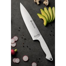 SÜRMENOX Sürmene Serisi Sivri Mutfak Şef Bıçağı Beyaz Verzalit Sap Et Ekmek Sebze Salata Şef Bıçak HDS-159