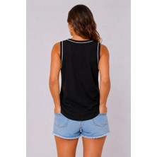 Venera Butik Sporcu Atlet Bisiklet Yaka Kolsuz Yazlık Atlet - Siyah