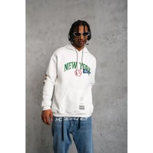 Venera Butik Erkek Baskılı Kapüşonlu Sweatshirt - Beyaz