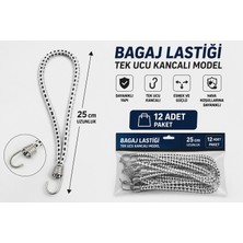 YTO Bagaj Lastiği Tek Ucu Kancalı 25 cm 12'li Paket Motosiklet Bisiklet Bagaj Sabitleme Lastiği