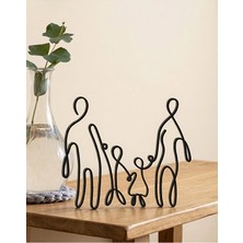 Alvina Atölye Aile Figürlü Anne - Baba - Büyük Erkek Küçük Kız Çocuk Line Art Dekor Biblo - Bioplastik