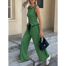 Venera Butik Kadın Kolsuz Önü Düğmeli Yelek ve Pantolon Ikili Takım