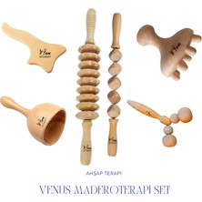 Venüs Maderoterapi 6’li Ana Set | Selülit Giderici El Yapımı Ahşap Vücut Masaj Seti