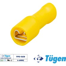 Tügen 4-6mm2 / 6,4x0,8 Full Izoleli Dişi Kablo Ucu ( 1 Kutu 100 Adet )