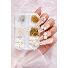 Misyul Tırnak Süsleme White & Gold Royal Charm Seti, Nail Art Tırnak Süslemesi