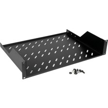 Lande 2u Sabit Raf | 19'' Rack Uyumlu | 350 mm Derinlik | 15 kg Taşıma Kapasitesi | Siyah (Ral 9005)