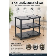Sarıncı 3 Katlı Plastik Ayakkabılık Rafı Siyah Çok Amaçlı Ayakkabı Düzenleyici Kolay Kurulum