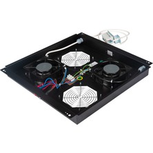 Lande 2’li Fan Modülü | Bilyalı Fan, Termostat Kontrollü | Rack Kabinet Uyumlu | Siyah (RAL 9005)