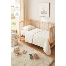 Ocean Home Textile %100 Pamuk Kumaş Kapitoneli Ekru Çok Amaçlı Bebek Yatak Örtüsü Seti 1 Adet 100 x 150 / 1 Adet 37 x 47 cm