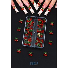 Misyul Tırnak Süsleme Cherry Bomb Charm Seti, Kiraz Nail Art Tırnak Süslemesi