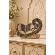 Mis Kitchen Vav Yasin Kitabe Altın Renk Taş Işlemeli Dekoratif Biblo 29X23 cm Masa ve Kitaplık