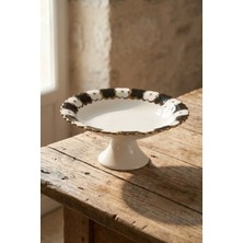 Acar 9315 Cleef Seramik Ayaklı Yuvarlak Sunum Tabağı 30 cm