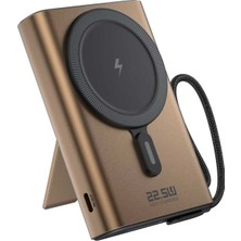 Shaza 10.000 Mah 22.5W Magsafe Taşınabilir Standlı Şarj Cihazı Gold