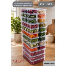 Valent 33 Parça Sızdırmaz Erzak Saklama Kabı 3000ML X3 1400ML X12 300ML X18 Buzluk ve Buzdolabı Düzenleyici