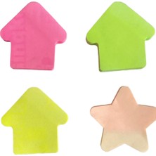 Gingko Yapışkanlı Not Kağıdı Ev ve Yıldız Şekilli 75 Yaprak 70X70MM Fosforlu Renkler