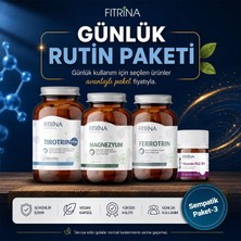Fıtrina Günlük Rutin Paketi | Tirotrin Plus 90 Kapsül + Magnezyum 60 Kapsül + Ferrotrin 60 Kapsül + Vitamin B12/B9 30 Çiğneme Tableti | 4’lü Kombin Set (Sempatik Paket 3)