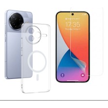 Tekno Grup Xiaomi Poco F7 Pro Kılıf Mika Kamera Korumalı M-Safe Şarj Özellikli Şeffaf Sert Pc London Kapak + Esnek Nano Ekran Koruyucu