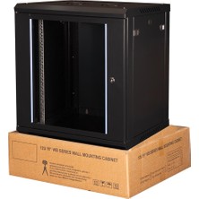 Lande - 12U 19" Duvar Tipi Rack Kabinet – Genişlik: 600 mm | Derinlik: 450 mm – Siyah (Demonte)