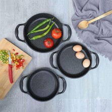 Burak Eda Asya Kapaksız Granit Döküm 3 Parça Sahan Seti 16-18-20 cm