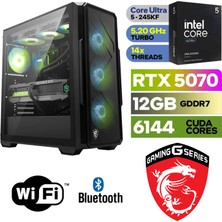MSI Şafak-Gaming Pc Intel Core Ultra 5 245KF Yapay Zeka Destekli 16GB Ddr5 Ram Rtx 5070 12GB 1tb M.2 SSD 240MM Sıvı Soğutma Win 11 Pro Wi-Fi Masaüstü Oyuncu Bilgisayarı