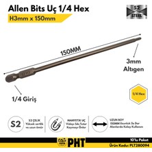 Platin Hırdavat Pht Allen Bits Uç Uzun Boy Hex 3mm x 150MM ( 10 Adet ) PLT280094