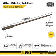 Platin Hırdavat Pht Allen Bits Uç Uzun Boy Hex 2,5mm x 150MM ( 10 Adet ) PLT280093