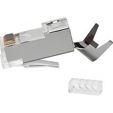 Fully Cat7 Metal Konnektör RJ45 Cat7 Jack + Ayraç 100'LÜ Paket