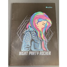 Myline Night Party Rocker A4 40 Yaprak Çizgili Defter - Gökkuşağı Saçlı Punk Kız Kapak