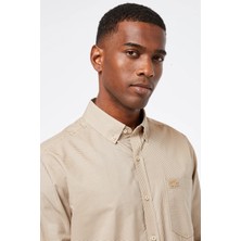 Lacoste Men's Regular Fit Beige Shirt Normal Kesim Erkek Gömlek Bej