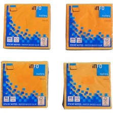 Info Notes Yapışkanlı Not Kağıdı Turuncu 75X75MM 80 Yaprak Sticky Notes Su Bazlı Yapıştırıcı Fsc Sertifikalı 4'lü Paket