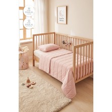Ocean Home Textile %100 Pamuk Kumaş Kapitoneli Pembe Çok Amaçlı Bebek Yatak Örtüsü Seti 1 Adet 100 x 150 / 1 Adet 37 x 47 cm