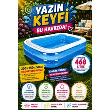 Hak-İş Oyuncak 262X175X50 cm Dikdörtgen Şişme Aile Havuzu + 30 cm Çift Fonksiyon El Pompası Dahil