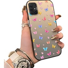 HONTINGA Samsung Galaxy A51 ile Uyumlu Kılıf Silikon Kenar Sert Arka Kamera Koruyucu Basitlik Anti Düşme Kamera Korumalı Kelebek Desen Couple Telefon Kılıfı Kadın ve Erkek Için Uygundur K1-1609
