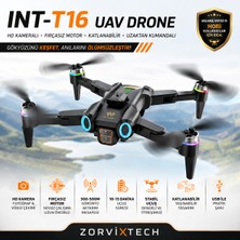 Zorvix Tech INT-T16 Uav Drone Hd Kameralı Fırçasız Motor Katlanabilir Uzaktan Kumandalı Drone