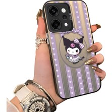 HONTINGA Oppo Reno 14 Pro 5g ile Uyumlu Kılıf Silikon Kenar Sert Arka Kamera Koruyucu Basitlik Anti Düşme Kamera Korumalı Kuromi Desen Couple Telefon Kılıfı Kadın ve Erkek Için Uygundur K1-1610