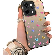 HONTINGA Oppo Reno 14 Pro 5g ile Uyumlu Kılıf Silikon Kenar Sert Arka Kamera Koruyucu Basitlik Anti Düşme Kamera Korumalı Kelebek Desen Couple Telefon Kılıfı Kadın ve Erkek Için Uygundur K1-1609