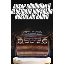 Armüz Nostaljik Görünümlü Ahşap Radyo Tf Sd USB Girişli LED Fener Işıklı