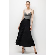 Moda İlgi Modailgi Plisoley Saten Uzun Etek 30095
