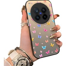 HONTINGA Vivo X300 Pro ile Uyumlu Kılıf Silikon Kenar Sert Arka Kamera Koruyucu Basitlik Anti Düşme Kamera Korumalı Kelebek Desen Couple Telefon Kılıfı Kadın ve Erkek Için Uygundur K1-1609