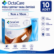 Octacare Su Geçirmez Pedli Şeffaf Pu Film Steril Yara Örtüsü 9CM×10CM (10 Adet)