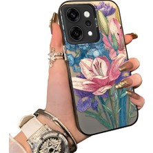 HONTINGA Oppo Reno 14 Pro 5g ile Uyumlu Kılıf Silikon Kenar Sert Arka Kamera Koruyucu Basitlik Anti Düşme Kamera Korumalı Çiçekli Desen Couple Telefon Kılıfı Kadın ve Erkek Için Uygundur K1-1612